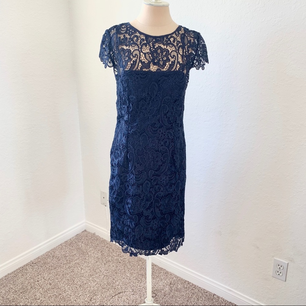 Patra Navy Blue Lace Cocktail Dress